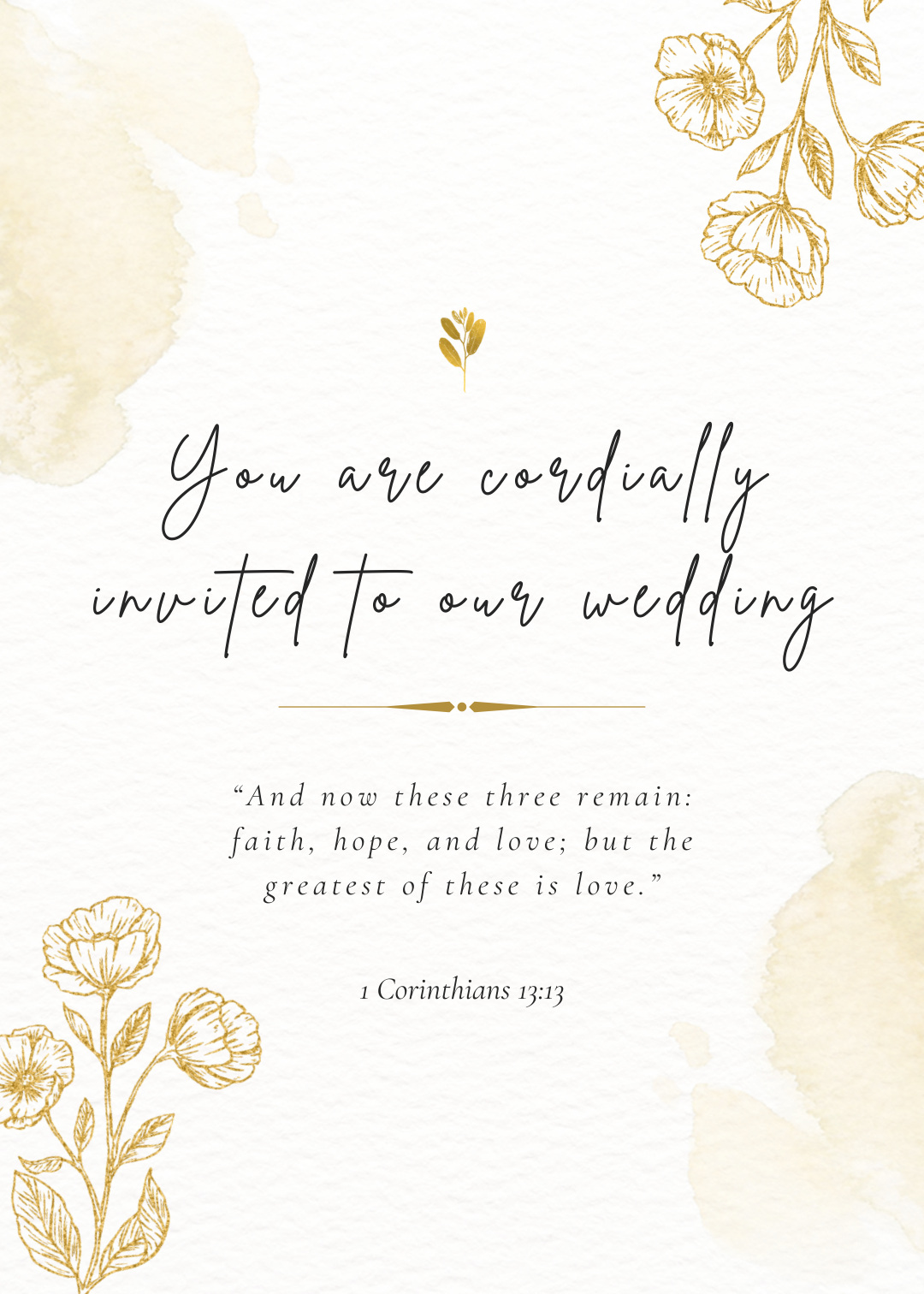 Invitation cover: You are cordially invited to our wedding.